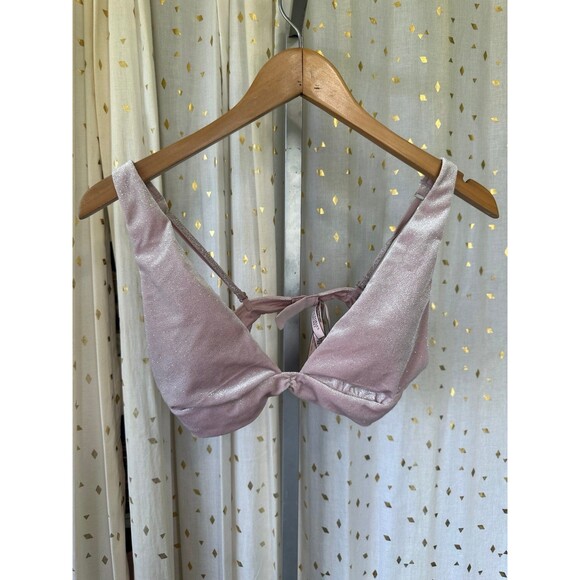 Victoria's Secret NWT Sparkle Pink Velvet Plunge Padded Wireless Bralette Bra M - Picture 4 of 7